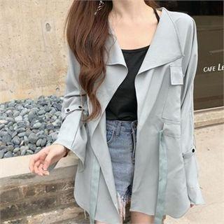 Slit-sleeve Drawstring-waist Jacket