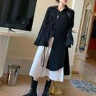 Drawstring Asymmetrical Long Shirt