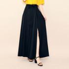 Band-waist Wide-leg Pants With Sash
