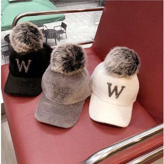 Bobble Rhinestone Lettering W Baseball Cap