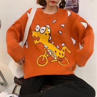 Dinosaur Printed Knitted Sweater