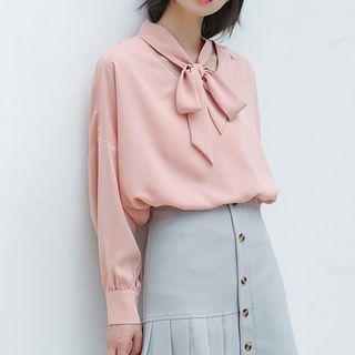 Tie Neck Blouse Pink - One Size