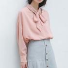 Tie Neck Blouse Pink - One Size