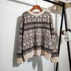 Round-neck Argyle Loose-fit Sweater