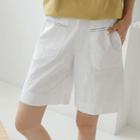 Stitched Patch-pocket Wide Shorts