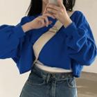 Round Neck Frayed Cropped Sweatshirt