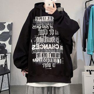 Lettering Print Chain Hoodie