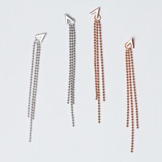 925 Sterling Silver Letter V Fringed Earring