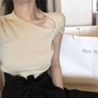 Short-sleeve Front-knot Knit Top