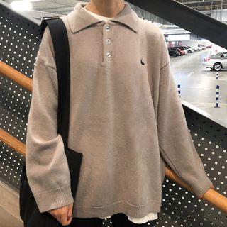 Long-sleeve Knitted Polo-shirt