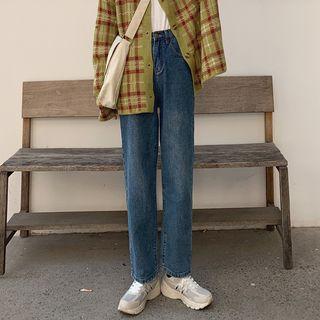 High-waist Denim Shift Wide-leg Pants