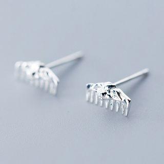 925 Sterling Silver Pig Comb Stud Earring As Shown In Figure - One Size