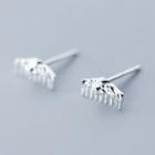 925 Sterling Silver Pig Comb Stud Earring As Shown In Figure - One Size