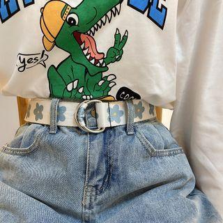 Flower Canvas Belt White - One Size