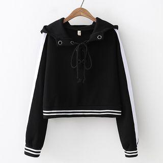 Striped Lace-up Hoodie