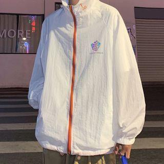 Long-sleeve Color Block Print Jacket