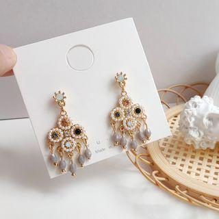 Rhinestone Faux Crystal Dangle Earring 1 Pair - 925 Silver Needle - As Shown In Figure - One Size