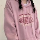 Lettering Embroidered Hoodie / Lace Trim Undershorts