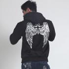 Wing Print Kangaroo Hoodie