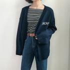 Lettering Knit Cardigan
