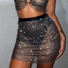 Sequined Fitted Mesh Skirt (various Designs)