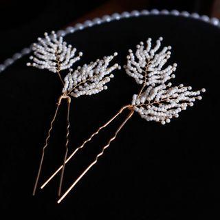 Wedding Bead Leaf Hair Stick As Shown In Figure - One Size