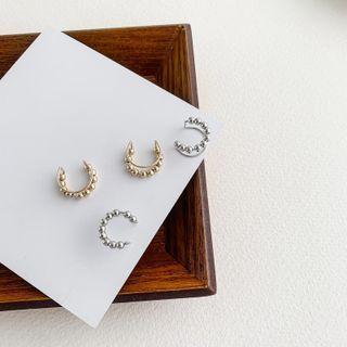 Beaded Ear Cuff 1 Pair - Beaded Ear Cuff - Silver - One Size