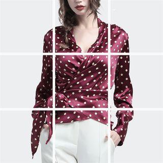 Dotted Tie-waist Blouse