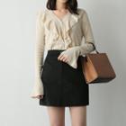 V-neck Long-sleeve Ruffled Cardigan