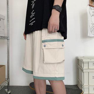 High-waist Two Tone Cargo Straight-cut Shorts