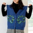 Print Button-up Sweater Vest