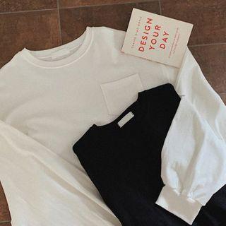 Pocket-front Oversized Cropped T-shirt