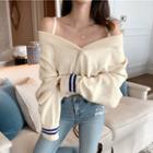 Contrast Trim Sweater Almond - One Size