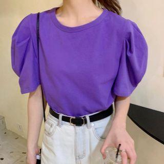 Puff-sleeve Open Back T-shirt
