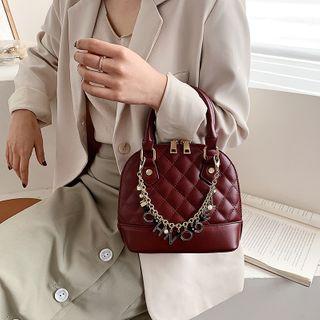 Quilted Lettering Strap Crossbody Bag