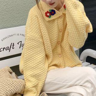 Embroidered Cardigan Light Yellow - One Size