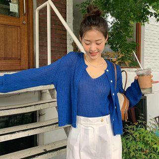 Rib-knit Linen Blend Cardigan