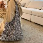 Single-handle Zebra-pattern Shopper Bag Black - One Size