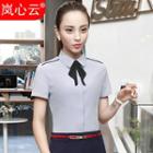 Tie-neck Short-sleeve Dress Shirt / + Skirt