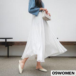 Plus Size Band-waist Handkerchief-hem Midi Skirt