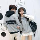 Couple Matching Letter Applique Back Hoodie