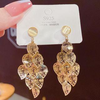 Leaf Alloy Fringed Earring 1 Pair - E0041 - Gold - One Size