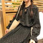 Fleece-lined Pullover / Polka Dot Long-sleeve A-line Dress