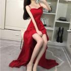 Spaghetti-strap High Low Evening Dress