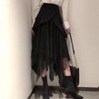 Asymmetric Midi Mesh Skirt