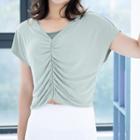 Ruched Short-sleeve Cropped Sports Top