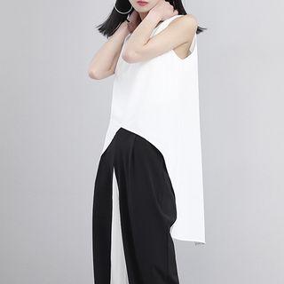 Slit Dip-back Chiffon Tank Top