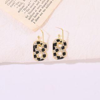 Rhinestone Letter Drop Earring 1 Pair - Black - One Size