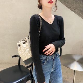 Loose-fit V-neck Light Knit Top In 6 Colors