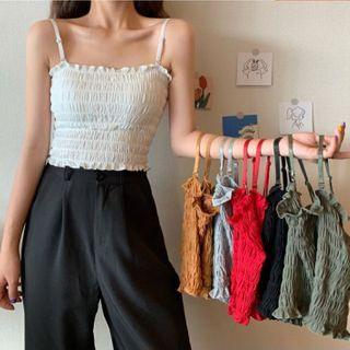 Spaghetti Strap Padded Shirred Top